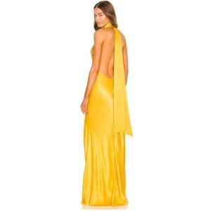 Sau Lee Penelope Backless Satin Gown Gold